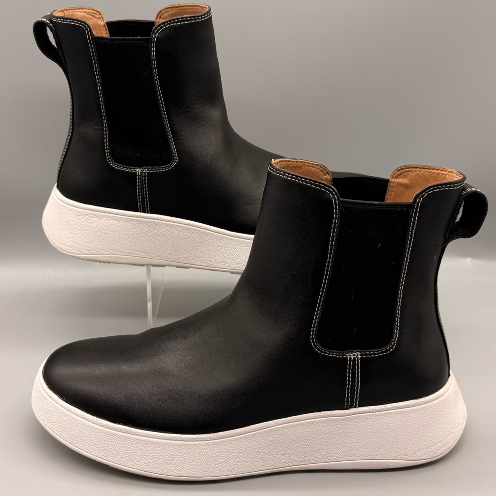 Women's F Mode Contrast Stitch Flatform Chelsea Boots